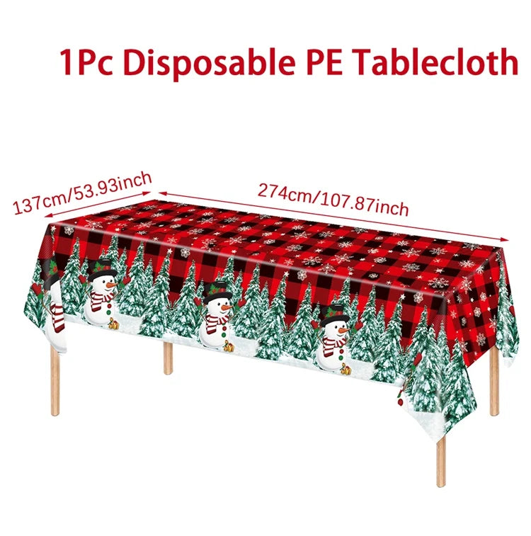 Disposable Christmas Tablecloth Merry Christmas Decors for Home 2024 Table Cover Xmas Ornament Navidad Natal New Year Gift 20