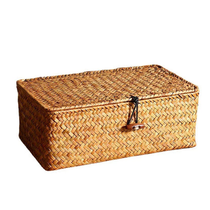 Woven Vintage Storage Rack Basket Boho Pastoral Home Decor Covered Storage Box Desktop Miscellaneous Storage Box Pastoral Bas