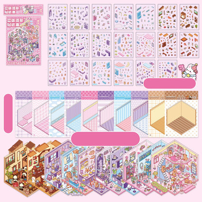 Mr. Paper 30Pcs 3d three-dimensional stacking miniature scene stickers scenery sticker book Students' puzzle handmade diy str
