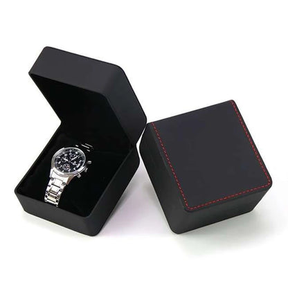 Lnofxas Black Single Watch Gift Box with Pillow PU Leather Wristwatch Display Case Organizer for Men