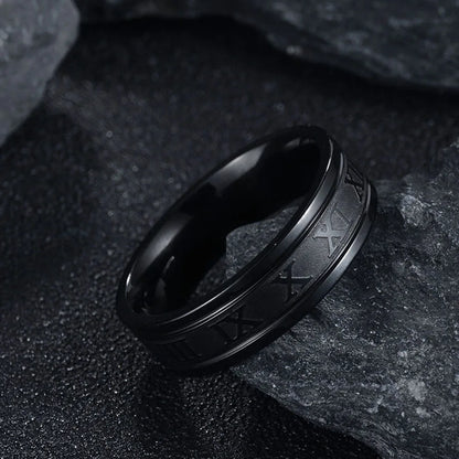 Seakissky Classic Fashion Stainless Steel Roman Digital Men Women Ring Cool Punk Waterproof Jewelry for Party Gifts