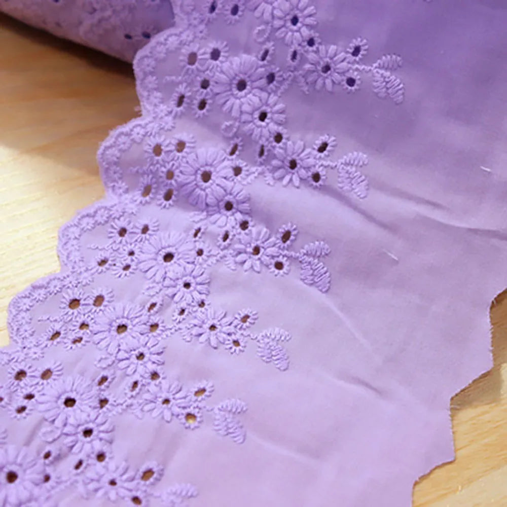 1Y Flower Hollow 11CM Wide Cotton Cloth Lace Trim Fabric Clothes Accessories Cuffs Skirt Hem
