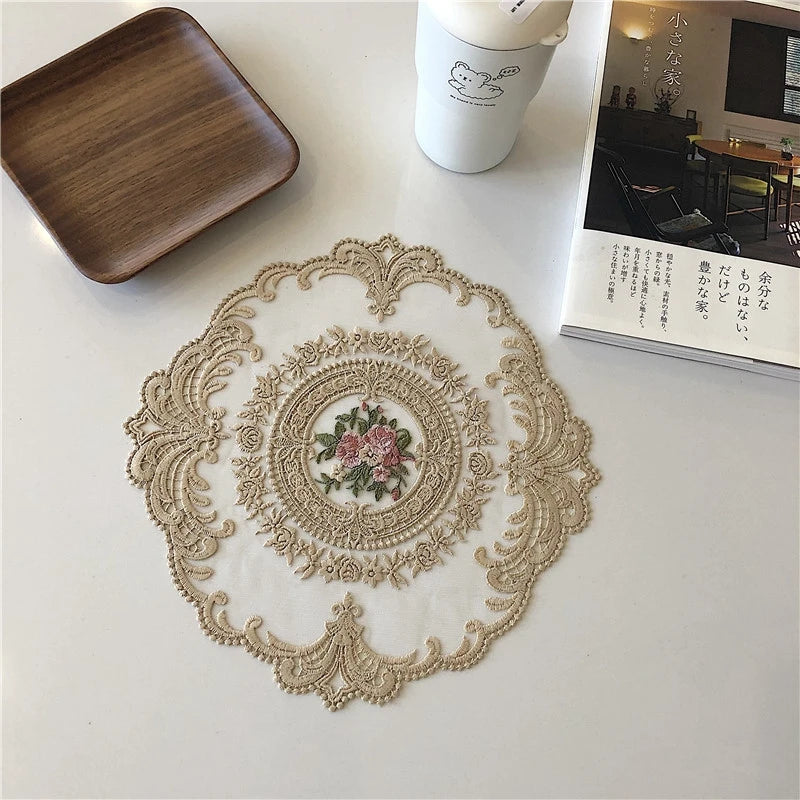 Vintage Lace Coaster Table Cloth Lace Tablecloth Embroidery Placemat Cabinet Furniture Decoration Background Photo Props