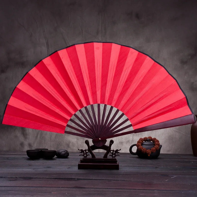 10/13 Inch Folding Fan Hand Silk Cloth DIY Chinese Folding Fan Wooden Bamboo Antiquity Fold Fans DIY Calligraphy Painting Dec