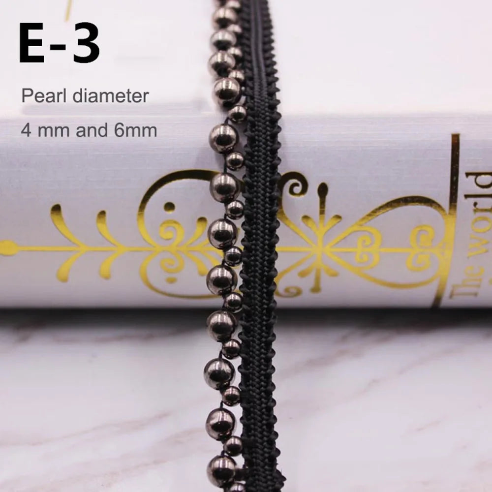1yard/lot White black Pearl Bead lace Ribbon Tape lace fabric Trim Ribbons for DIY Sewing Garments Handmade Clothing Accessor