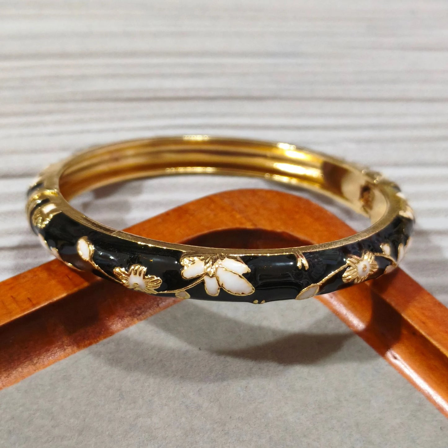 Enamel Chinese Cloisonne Bracelet Double Bangle Traditional Peony Filigree Flower Bangle Ethnic Vintage Women's Hand Bracelet