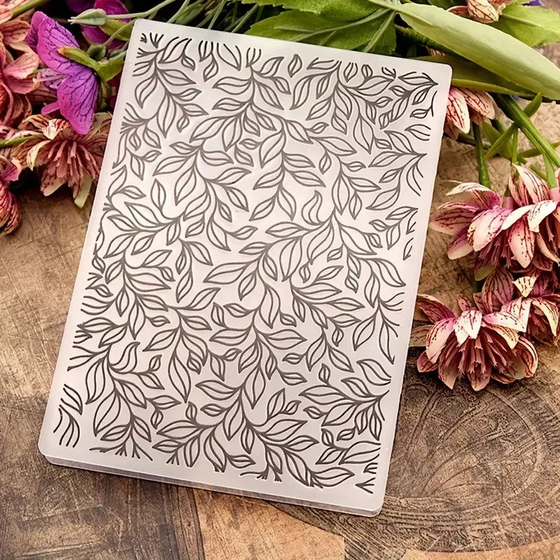 1Pc Embossing Folder Leaf Background Pattern Plastic Embossing Folder Machine Template for Card Making Scrapbook Paper Album 