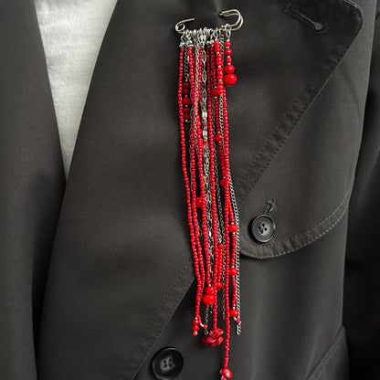 Accessory Personalized Suit Anti-Flash Bead Necklace Pin Hanging Ornament Ins Waterproof Crystal Tassel Chain Brooch - X00329
