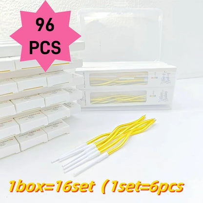 12/48pcs/1case Birthday Candles Spiral Cake Candles Long Thin Cake Candles For Wedding Party And Cake Decoration - 1box GoldC