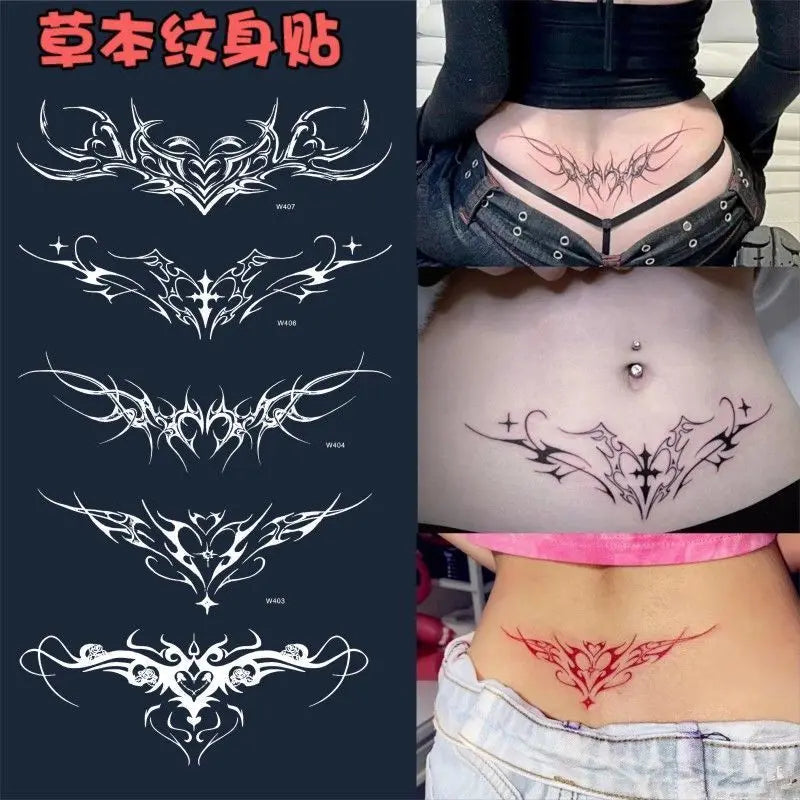 Pink Totem Tattoos Set Temporary Waterproof Tattoo for Women Covering Scars Sexy Wing Art Tatto Festival Goods Stickers