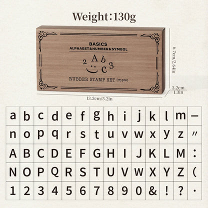 Journal GO 70pcs/set Wooden Rubber Alphabet Letter Number Stamp Set for Card Collage Junk Journal Scrapbooking DIY Standard S