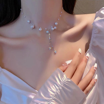 New Beads Women's Neck Chain Kpop Pearl Choker Necklace Gold Color Goth Chocker Jewelry On The Neck Pendant 2022 Collar For G