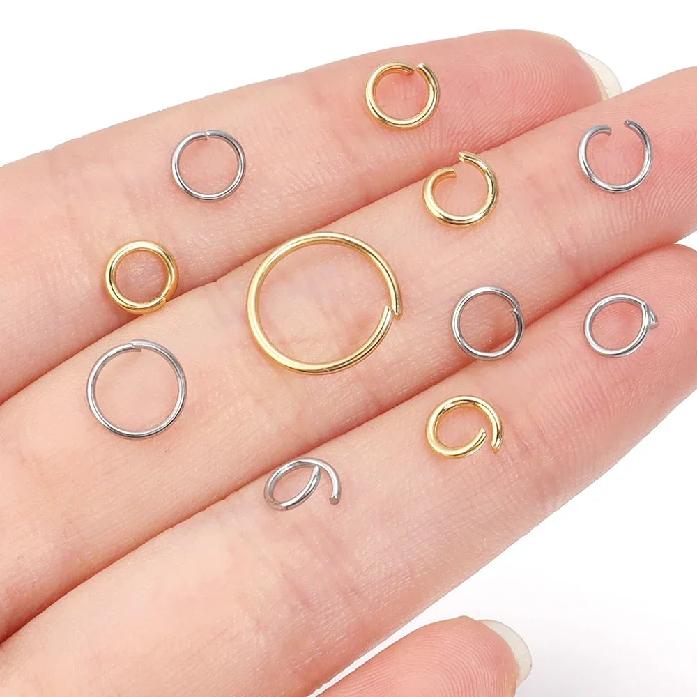 100-200pcs 3-8mm Gold Stainless Steel Open Jump Rings Split Rings Connectors For DIY Necklace Jewelry Finding Making Accessor