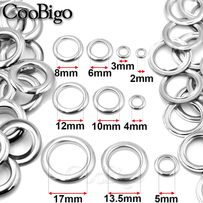 100 Sets Metal Eyelet Grommet Ring Kit for Garment Canvas Sewing Accessories Silver 2mm 3mm 4mm 5mm 6mm 8mm 10mm 12mm 14mm 17