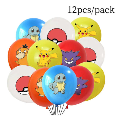 Decoration Pokemon Birthday Party Hats Pikachu Disposable Tableware Tablecloth Cup Plate Napkin Baby Shower Party Favors Poke