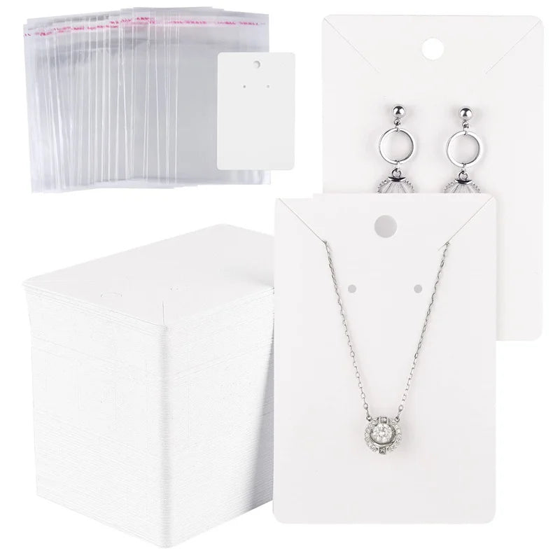 50pcs 6x9cm Blank Necklace Earring Jewelry Cards - C  white / 50card50bag