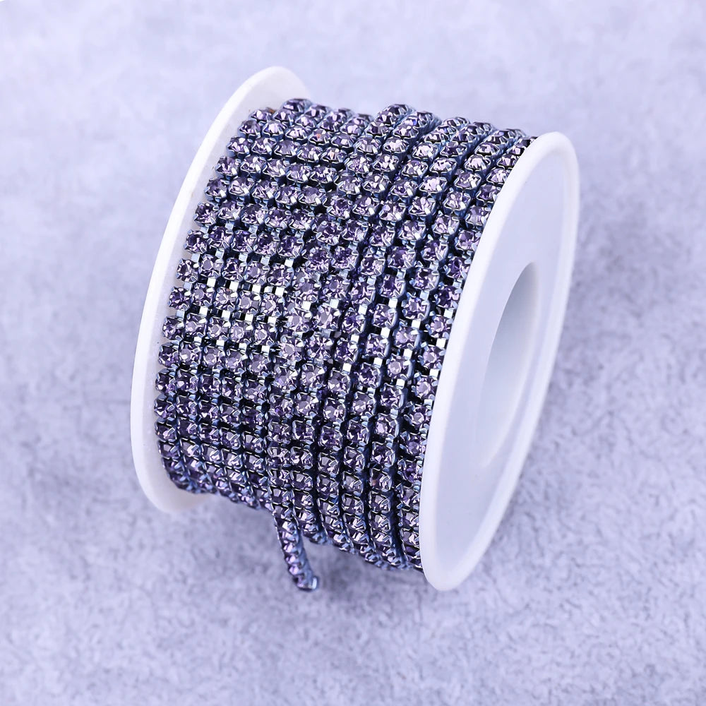 Crystal 10 Yard Rhinestones Trim Stone Cup Chain Gold Diamond Strass Decorative Applique Crystal Trimmings For Dresses - Viol