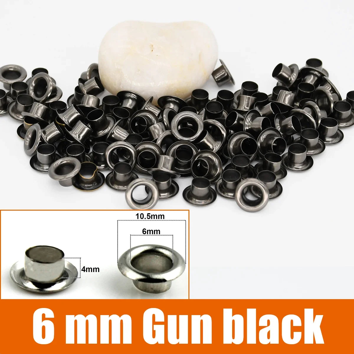 100sets 6/8/10/12mm Brass Eyelets with Washers Grommet Repairing Round Eye Rings for Shoes Bag Clothing Skin Belt Hat - 6mm G