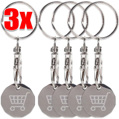 1-3Pcs New 2025 Cart Token Shopping Trolley Tokens Keychain Metal Ring Small Gofts Ornament Stainless Steel Coin Pendant