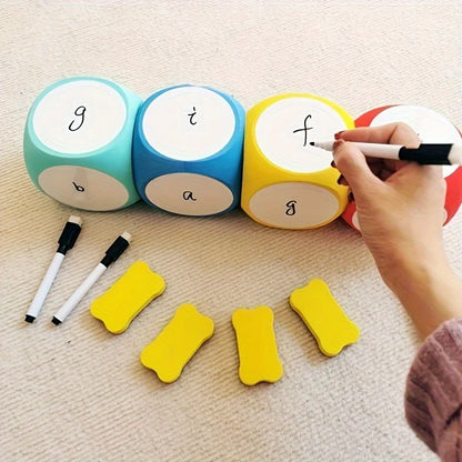 Erasable and Reusable EVA Whiteboard Dice Set with Eraser and Pen,Suitable for Math,English Skill Development Fun Classroom P