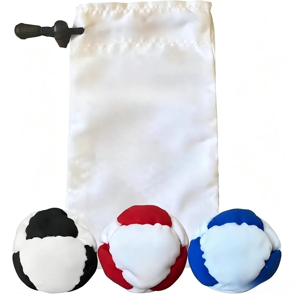Classic Footbag Hacky Sack 3-Pack with Carry Pouch,Sand-Filled 8-Panel Synthetic Suede Footbag Set for Beginners &Player - 3p