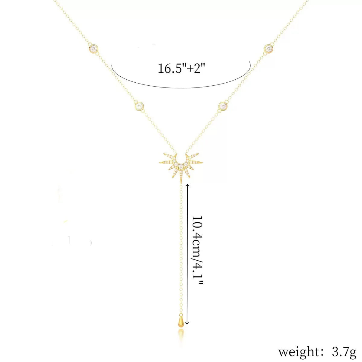 Stainless Steel Y-Shaped Pendant Necklace for Women Girls Elegant Fashion Cubic Zirconia Long Tassel Dangle Choker Jewelry Gi