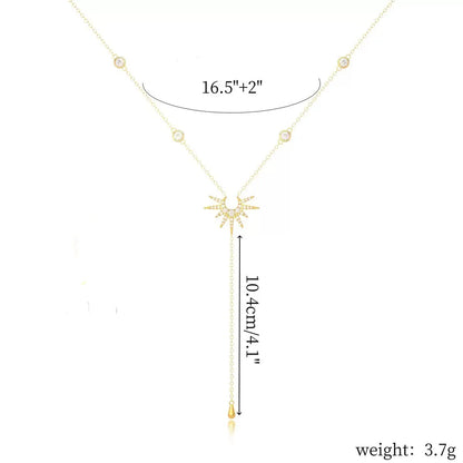 Stainless Steel Y-Shaped Pendant Necklace for Women Girls Elegant Fashion Cubic Zirconia Long Tassel Dangle Choker Jewelry Gi