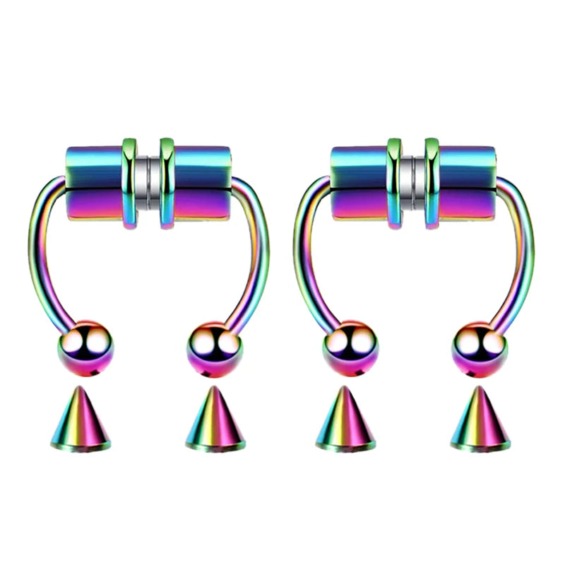 Women Fake Piercing Nose Ring Hoop Septum Non Piercing Nose Clip Rock HipHoop Stainless Steel Magnet Fashion Punk Body Jewelr