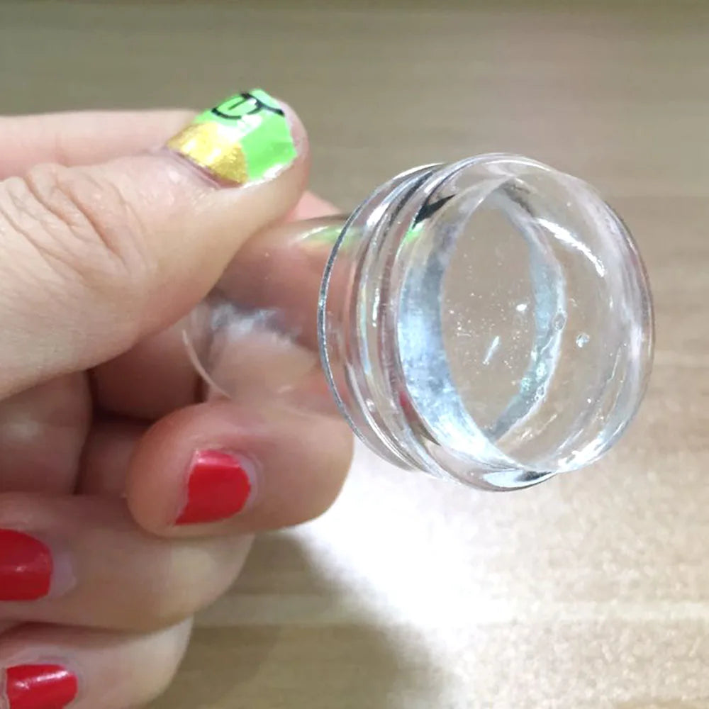 1pc Transparent Silicone Nail Art Stamping Kit French Design For Manicure Plate Stamp Polish Seal Two Side Stamper Scraper To