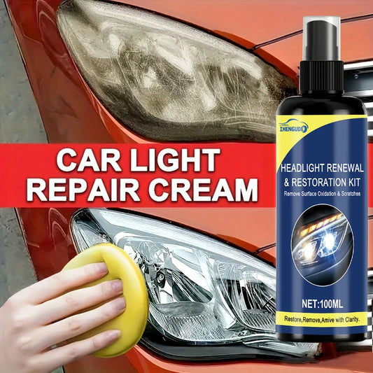 100ml Ceramic Headlight Restoration Spray, Premium Car Headlight Repair Tool - Removes Yellowing and Oxidation, Restores Clar