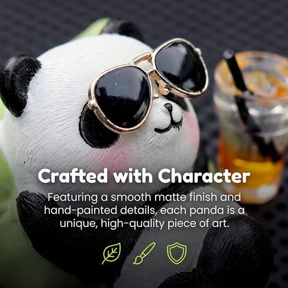 Cute Panda & Bunny Car Dashboard Decor Relaxed Resin Animal Figurines for Car Interior Decor & Home Office Desk Mini Statues