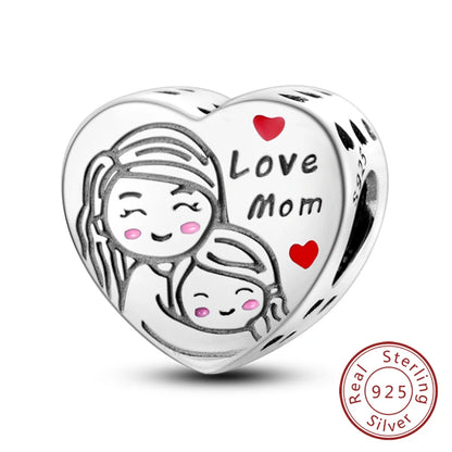 925 Sterling Silve Charms Beads Forever Love Heart Sister Family Life Charms Dangle For Bracelet Woman Jewelry Gifts - KTC688