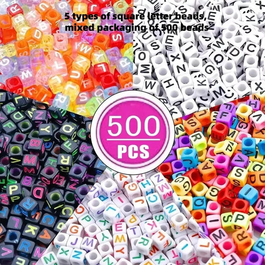 500/300pcsAcrylic Alphabet Cube Beads, Assorted A-Z Letter Spacer Beads for Bracelet, Necklace DIY Jewelry Making Craft Suppl