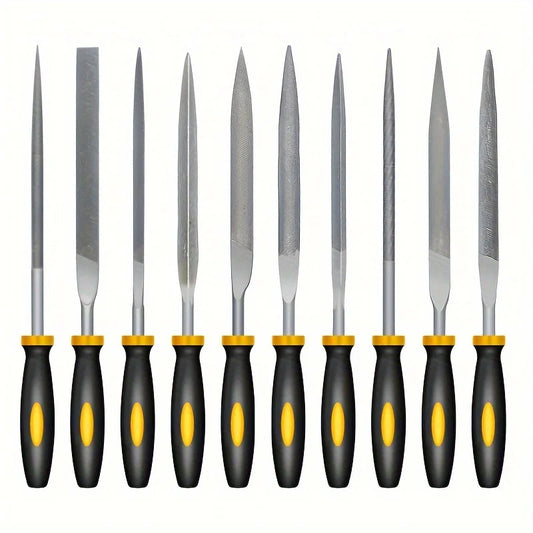 High-Carbon Steel Precise Needle File Set - Premium Kit with Non-Slip Ergonomic Handles, for Wood/Plastic/Model Filing