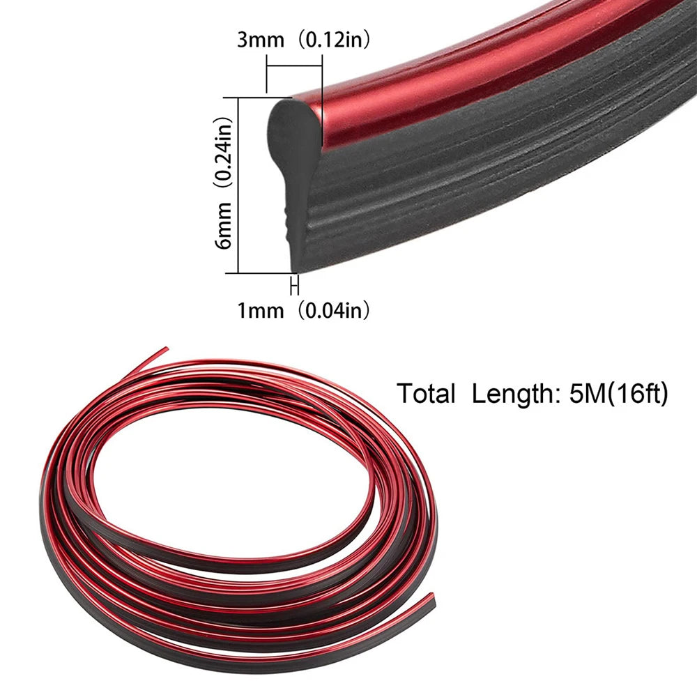 5M Interior Car Moulding Trim Strips DIY Flexible Anti Scratch Lines 5m Decoration Strip Dashboard Car-styling Accessories