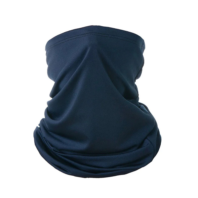 Outdoor Ice Silk Sun Protection Bib Spring and Summer Motorcycle Neck Cover Sports Magic Bandana Riding Mask Full Face - NAVY