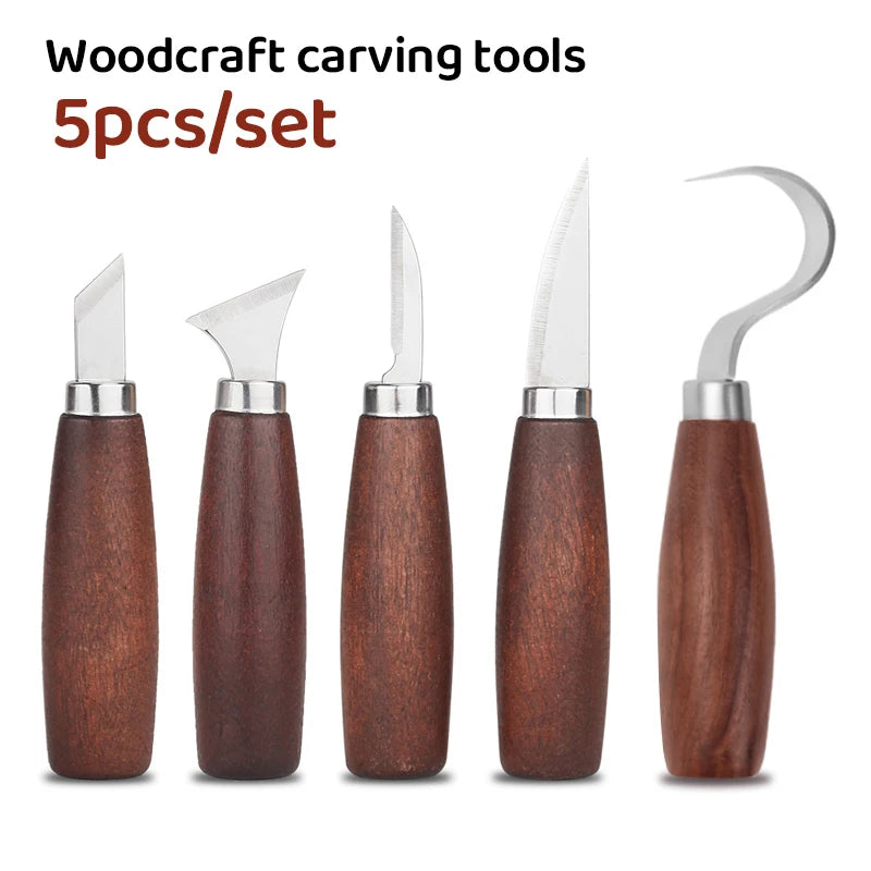 5pcs tools for wood carving Chisel Woodworking Cutter Hand Tool Set Wood Carving Knife DIY Peeling Woodcarving - 5pcs