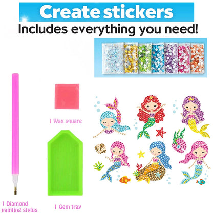12 Create Big Gem Diamond Painting Sticker Kit Art Craft Girls Boys Unicorn Animal Sealife Magical Mosaic Dot Sticky Toys Gif