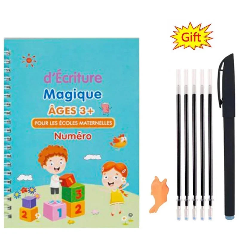 French Magic Copybook Magic Book That Can Be Reused Learn Alphanumeric Drawing Math Writing Children Calligraphy Paperback - 