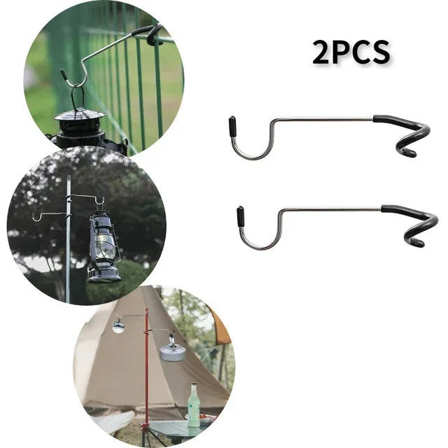 Stainless Steel Light Stand Holder Hooks Portable Tent Pole Lamp Hanger Hunting Fishing Lantern Hanger Outdoor Camping Tools 