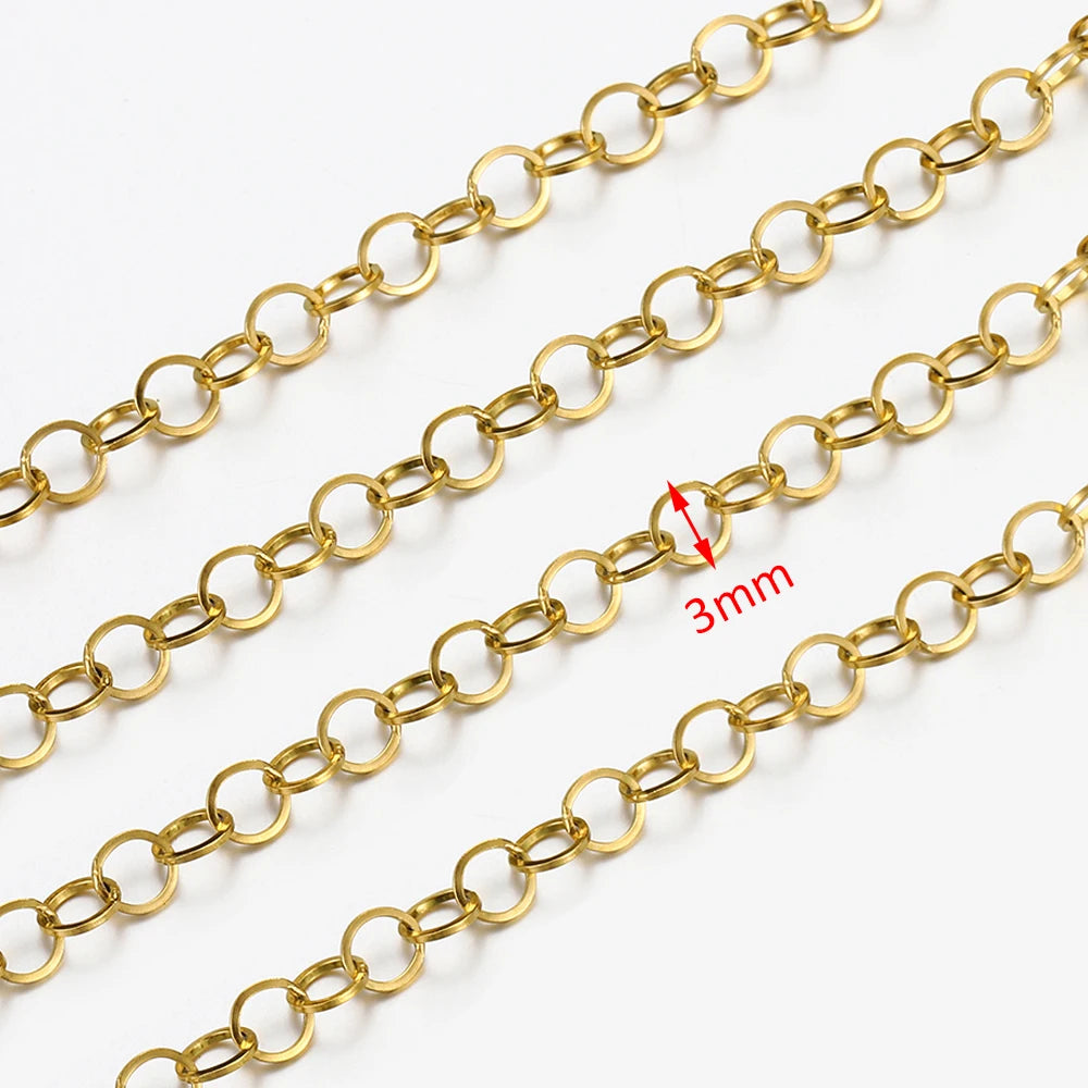 No Fade 2Meters Stainless Steel Chains for Jewelry Making DIY Necklace Bracelet Accessories Gold Chain Lips Beads Beaded Chai