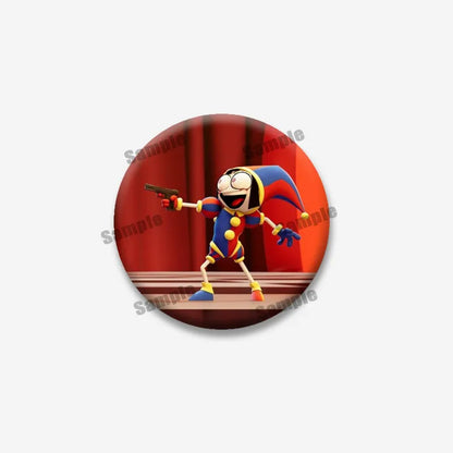 Creative Funny P-Pomni Enamel Pins Cute Cartoon Character Round Brooch DIY Backpack Jacket Collar Badge Jewelry Gifts for Fri
