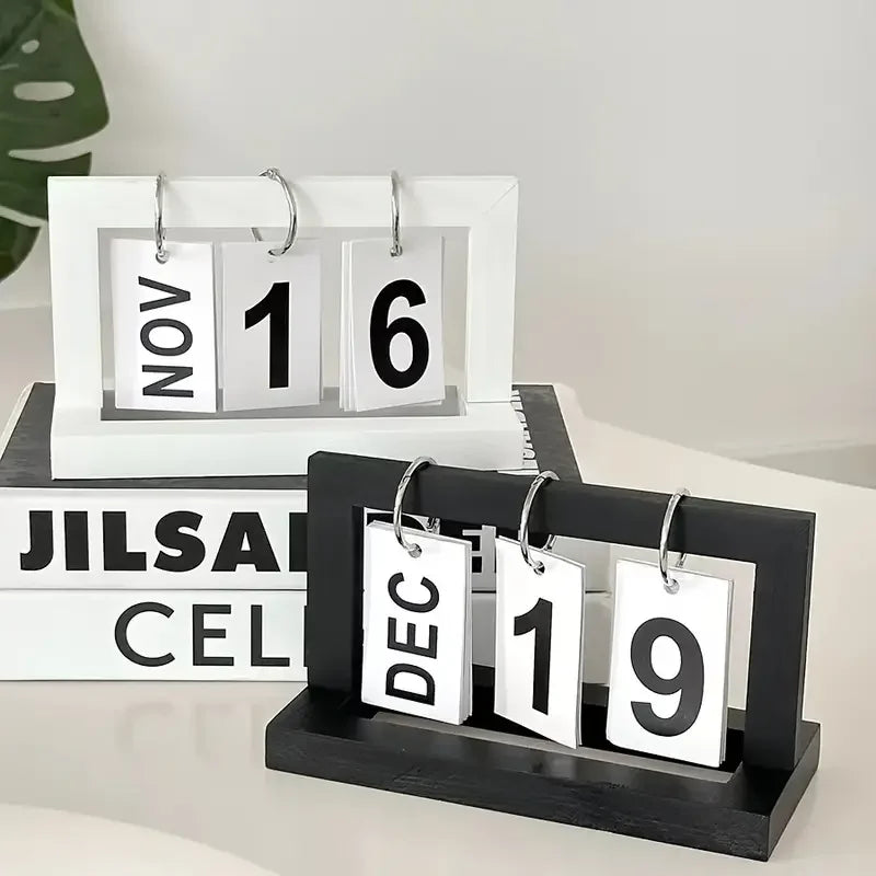 Ins Minimalist Style Living Room Office Decoration Wooden Calendar Ornament Modern Desk Accessories Simple Home Decor Crafts 