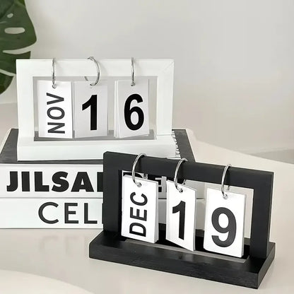 Ins Minimalist Style Living Room Office Decoration Wooden Calendar Ornament Modern Desk Accessories Simple Home Decor Crafts 