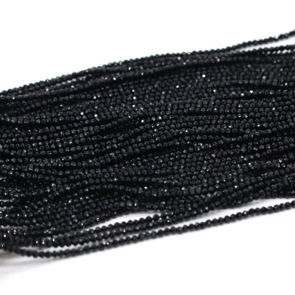 2mm Black Natural Semi-Precious Stone Spinel Loose Bead for Women Jewelry Making DIY Women Bracelet Necklace Accessories 38cm