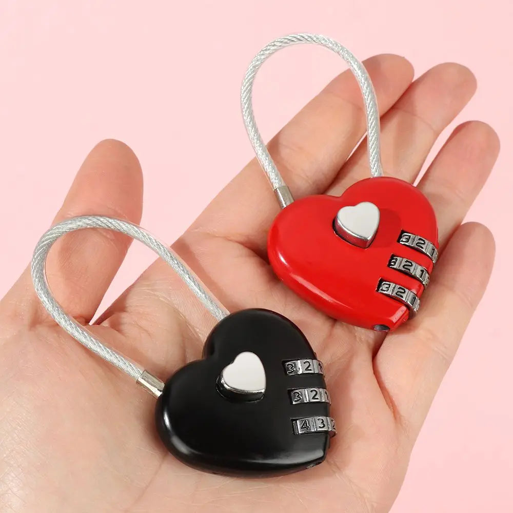 Heart Shaped 3 Digit Password Lock Luggage Travel Suitcase Locker Case Supply Code Drawers Padlock Security Tool Accessories