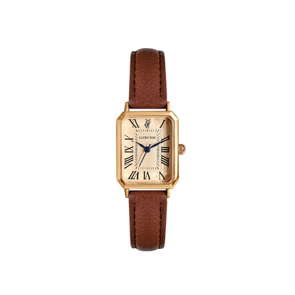 Fashion Retro Digital Dial Casual Watches Square Leather Strap Fashionable Clock Quartz Wristwatch for Women Gift - BROWN