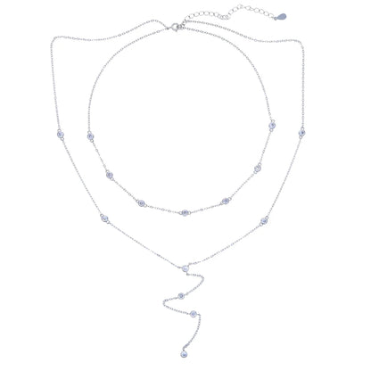 2026 New Fashion Lariat Layering Necklace for Women Double Laryered Long Chain Drop Pendant Choker Necklaces Fashion Gifts