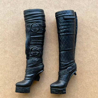 1/6 Monster Doll Boots Sandals Original Doll Shoes Unique Personality Toy Accessories for Collectible Figures - Black (Style 