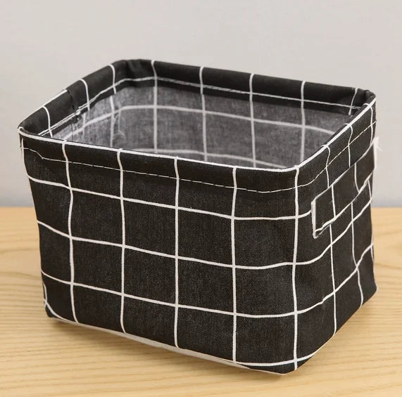 Random Cotton Hemp Storage Basket with Handheld Printed Tabletop, Miscellaneous Sorting Cabinet, Small Clothing, Fabric Stora